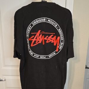 VINTAGE Stussy Black and Red Graphic Tee
